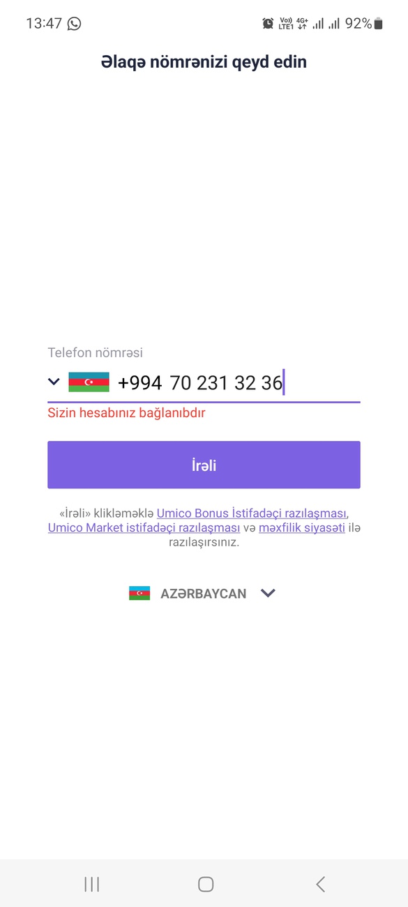 0702313236 nomremde olan umico bonus