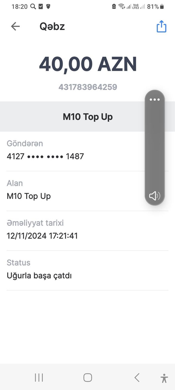 Salam, men 40 manat depozit