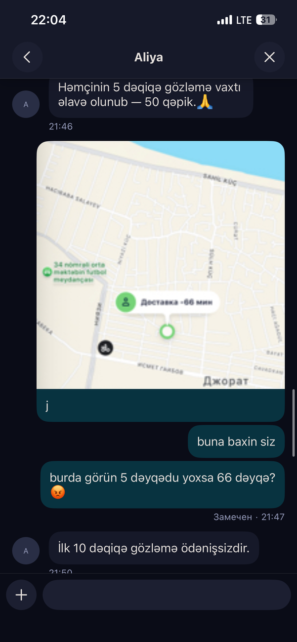 Salam. Dünənki sifarişlə bağlı dəstək