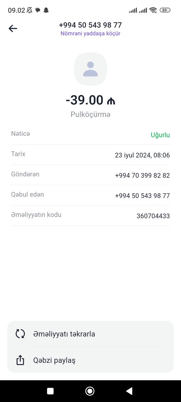 Salam, M10 da pul yerine