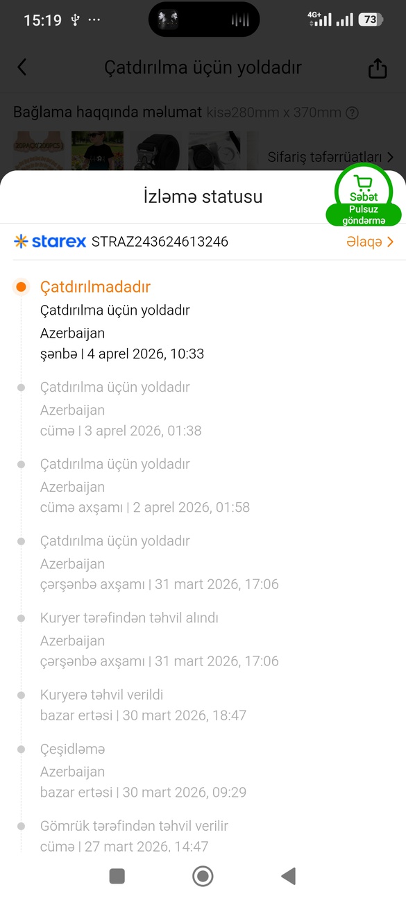Mənim bağlamam günlərdir kuryerdədir. Çatdırılmır.