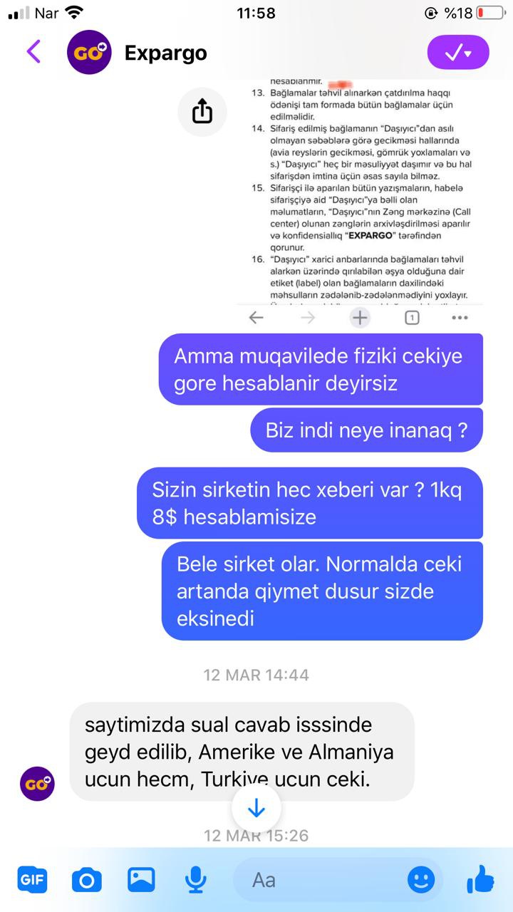 Amerikadan baglamalari ayda bir defe gonderirler