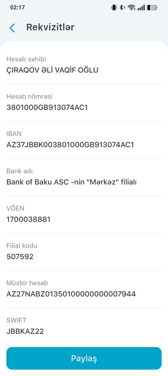 Salam mən bank of baku