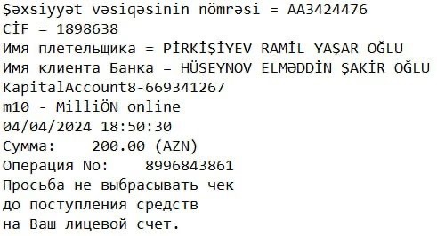 Salam, ödənişlə bağlı müraciət edirəm,