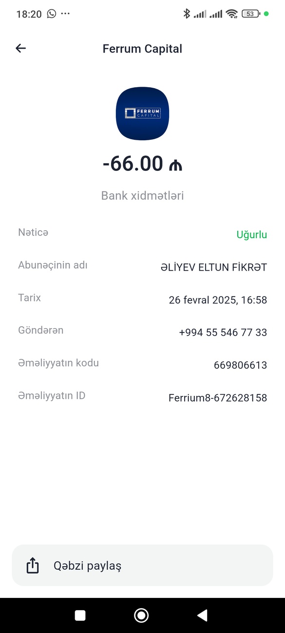 Salam! Ferrum kapitala 66 manat