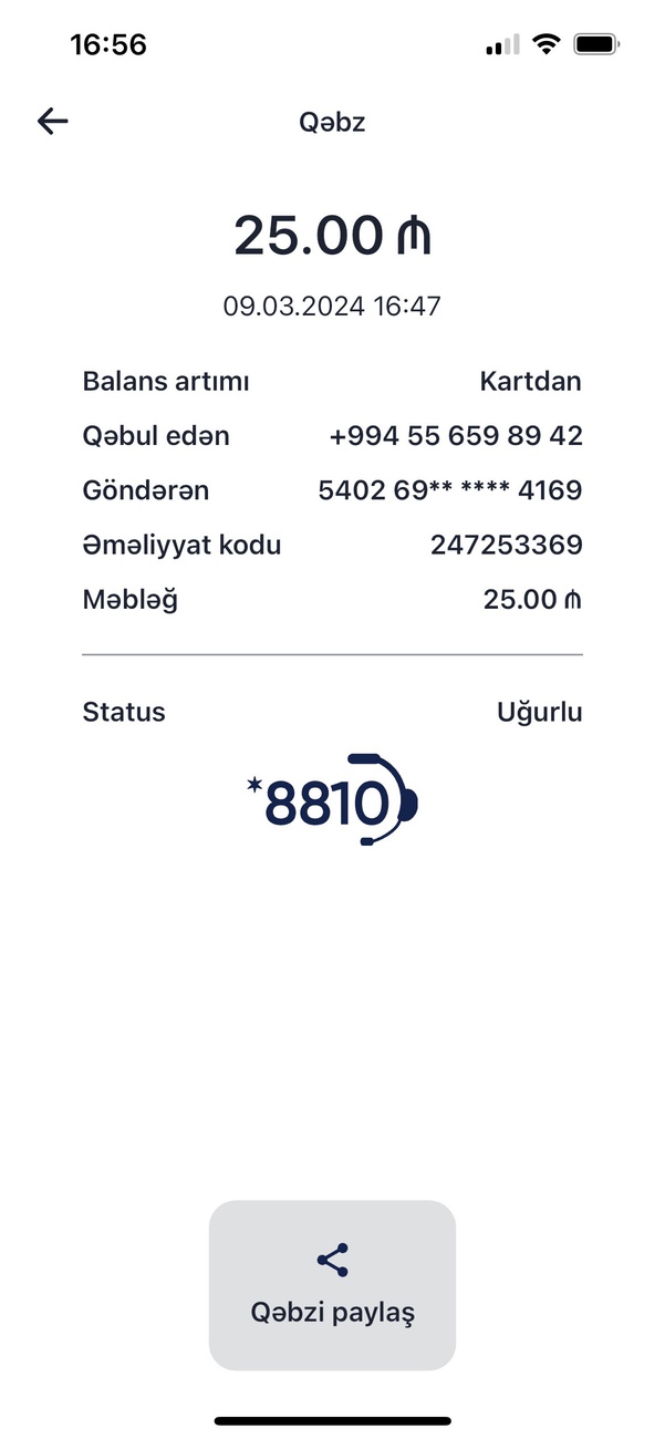 Salam m10 na kartdan pul