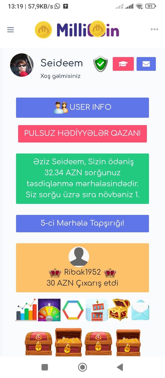 Salam, men pul cixariş edə bilmirəm