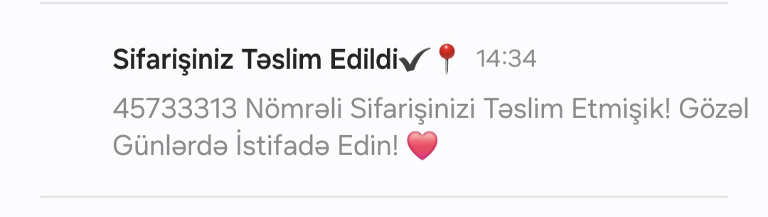 Defacto tetbiqinden mehsul siparis eledim,beyan