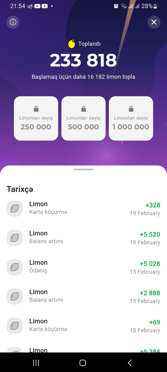 Axshaminiz xeyir...M10 da menim limonlarim
