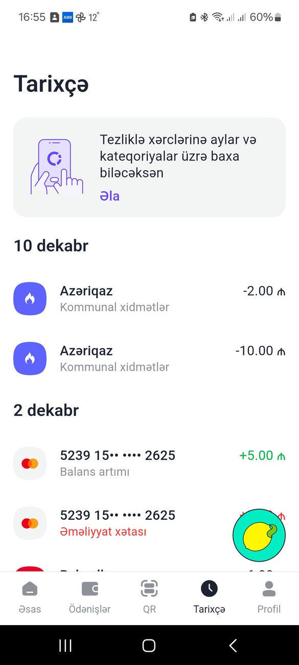 Salam. Qaz kartına ödəniş etdiyim