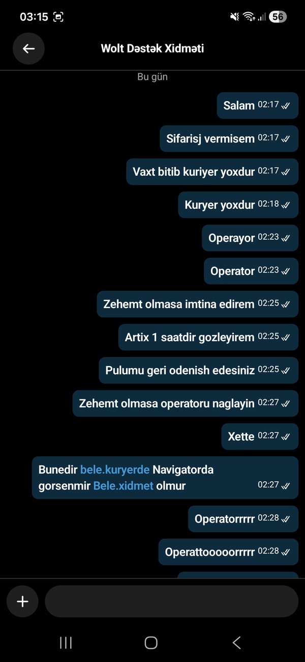 Salam Makdonals ehmedliden Sifarish vermisem