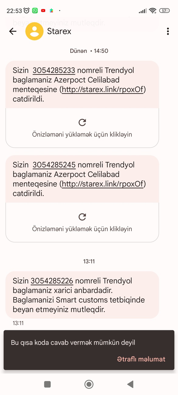 Salam menim 3054285226 ve3054285236 nömrəli