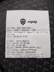 Mpay terminal vasitəsilə kapital bank