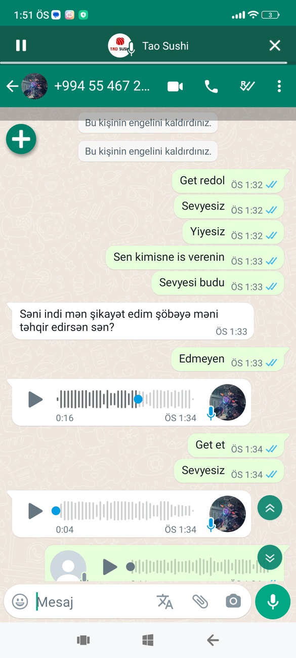 Şikayet ede bilmirəm nömrə yox