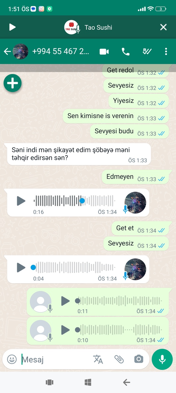 Şikayet ede bilmirəm nömrə yox