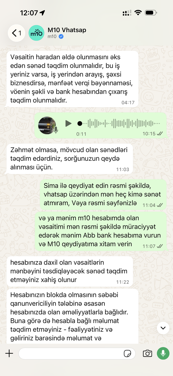 Neçənci dəfədir ki m10 müştərinin,