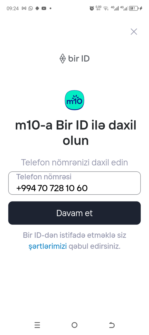 m10a daxil olammıram. Pulumdan istifadə
