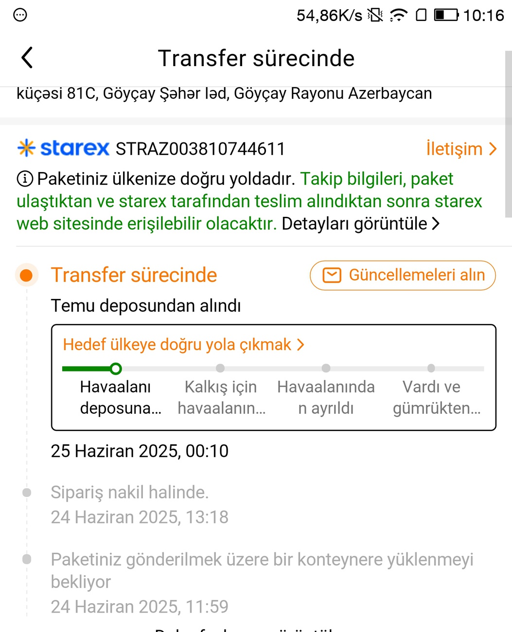 Starex sipariş üçün her zaman