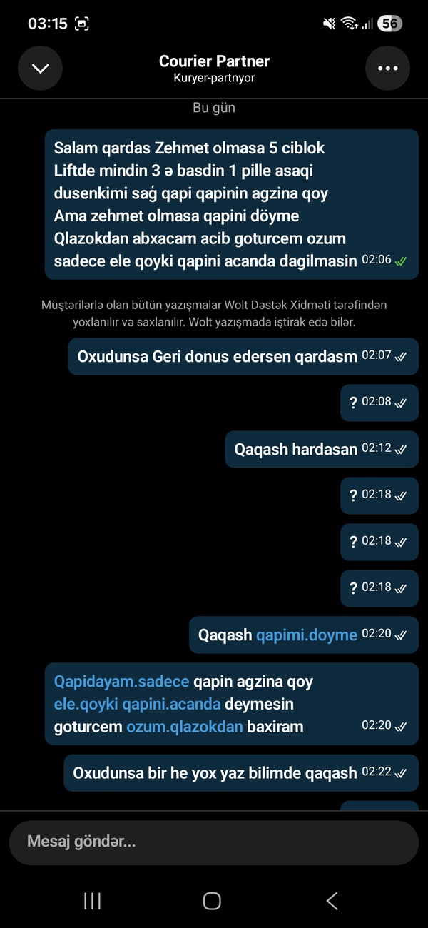 Salam Makdonals ehmedliden Sifarish vermisem