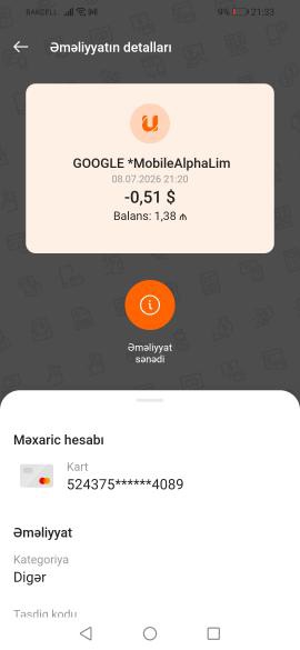Mənim kartimdan pul çıxilir dayandirmaq