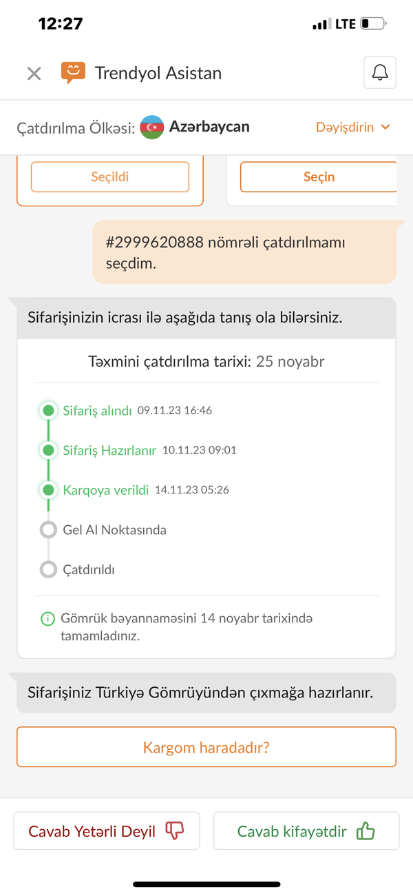 Salam mənim 2999620888 nömrəli məhsuluma