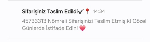 Defacto tetbiqinden mehsul siparis eledim,beyan