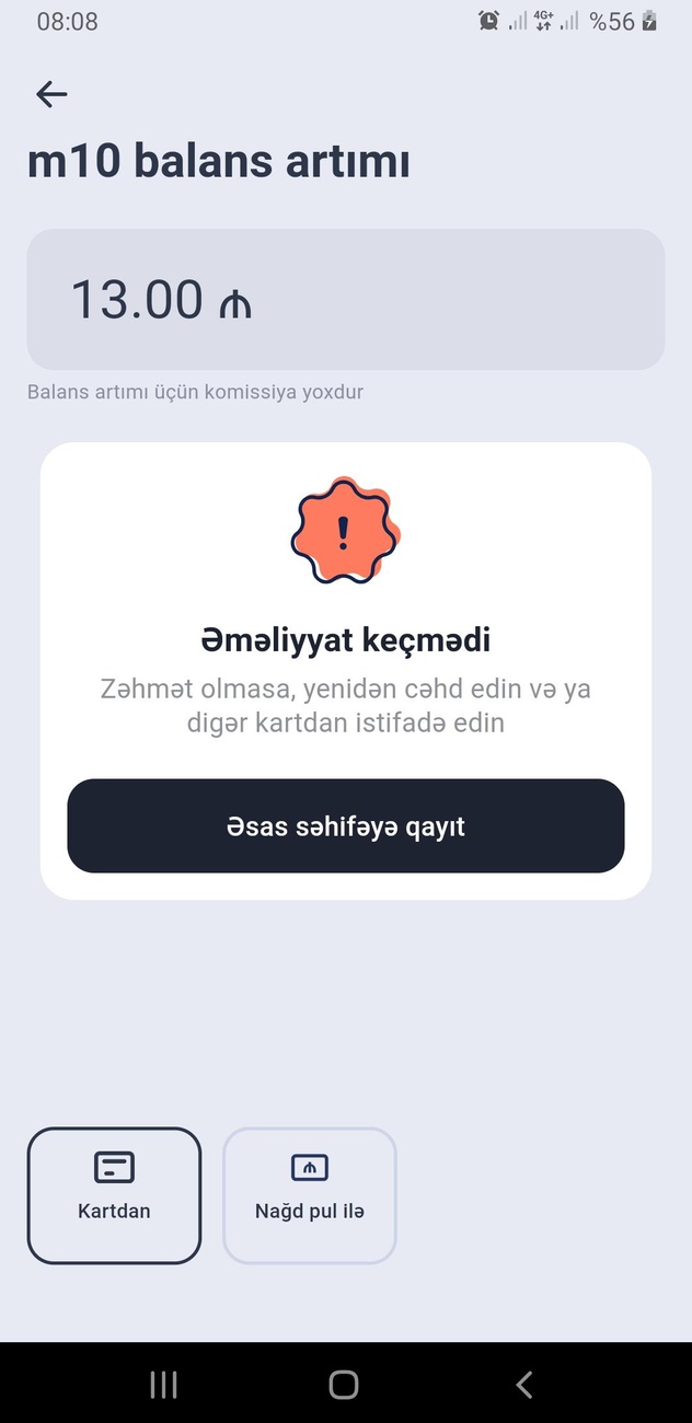 Salam, M10 emeliyyat keçmedi yazır