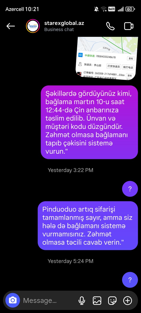 Starex-in Çin anbarı 10 martda