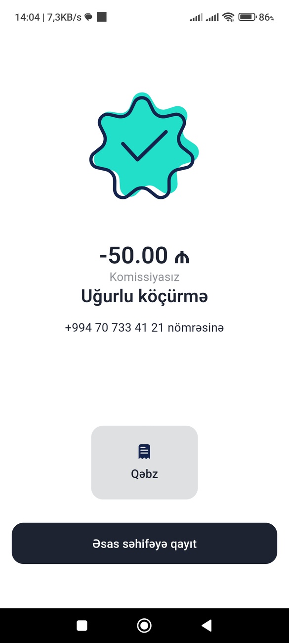 Səhf nömrəyə ödəniş olundu. Nömrə