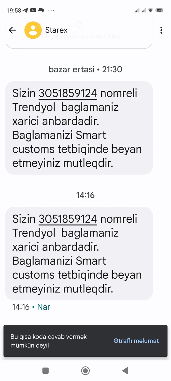 Sms göndərmisiz ki, malı smart
